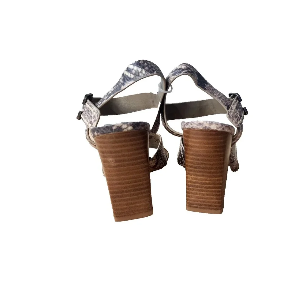Crown Vintage Rattlesnake Snakeskin Pattern Chunky Block Heel Sandal Pump‎ 6.5M
